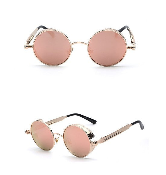 Coating Mirrored Sunglasses Round Circle